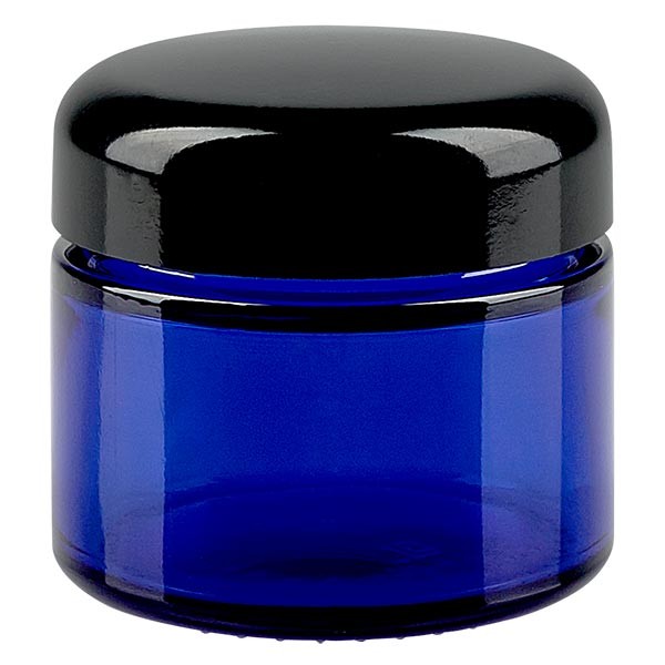 Glazen pot 50ml royalblauw, zonder sluiting Glazen pot 50ml royalblauw, zonder sluiting