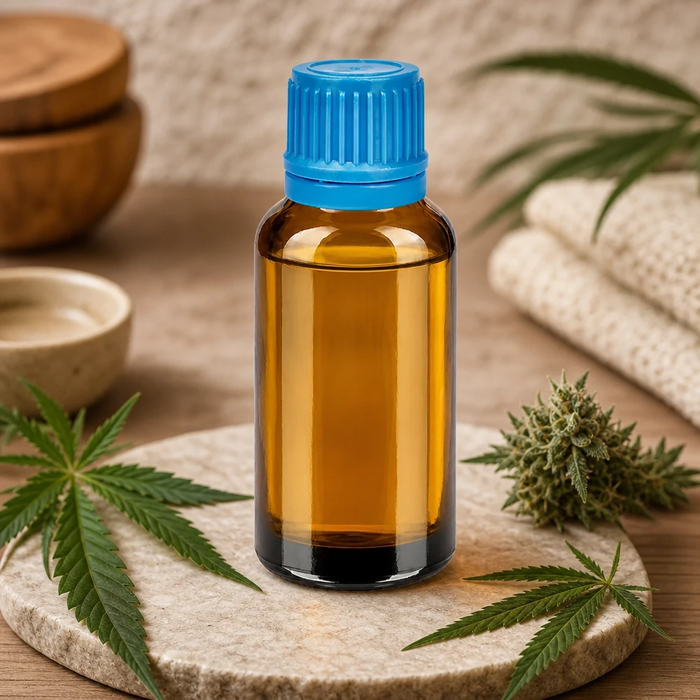 30ml slanke glazen fles met originele blauwe dop voor natuurlijke remedies