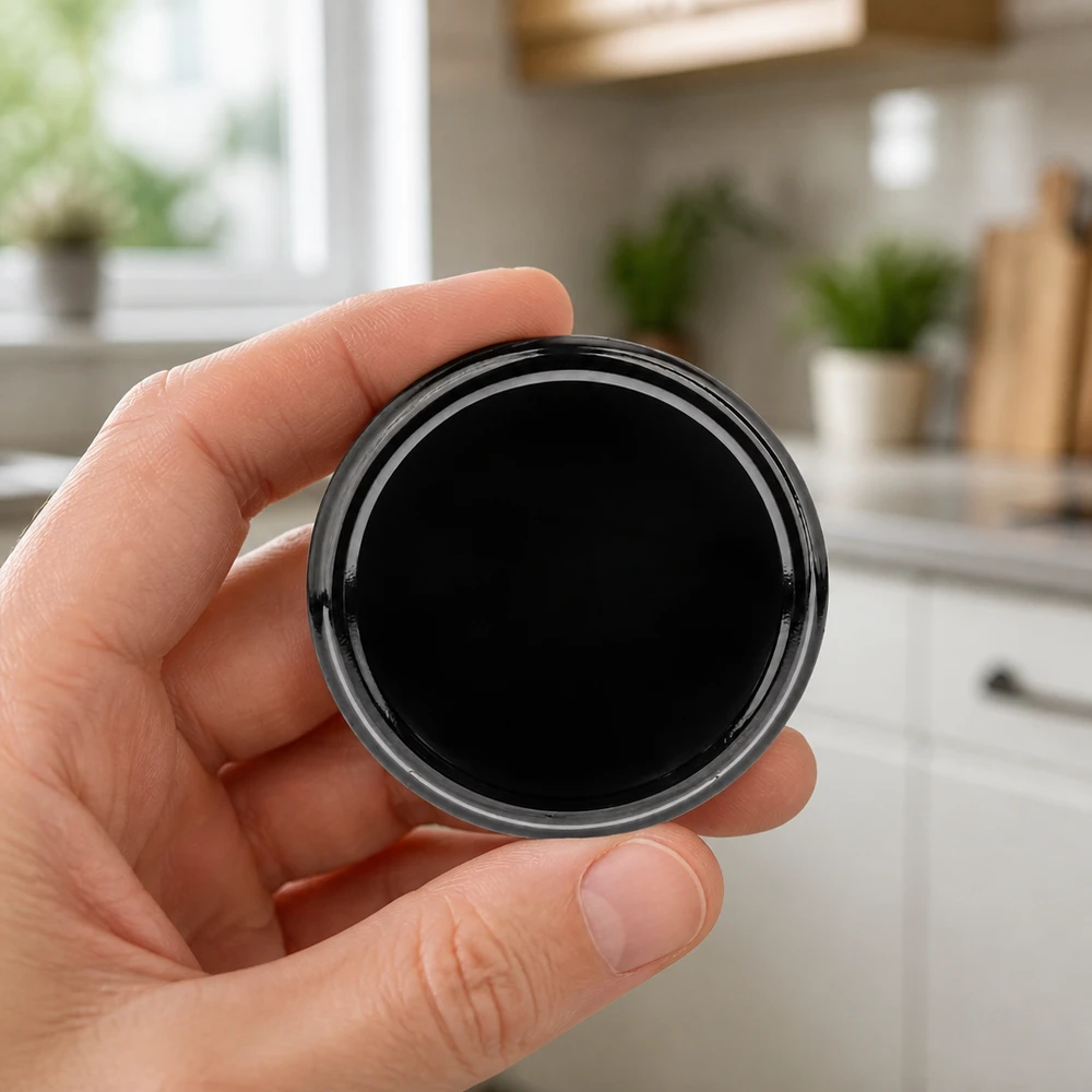 BasicSeal TO82-deksel UNiTWIST 82 mm zwart met omgezette rand – close-up