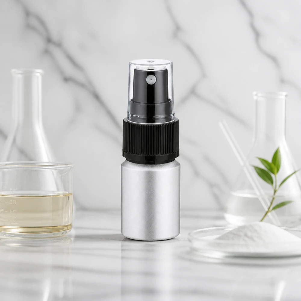 Elegante zilveren 10ml sprayflacon van gebeitst aluminium voor dagelijks gebruik