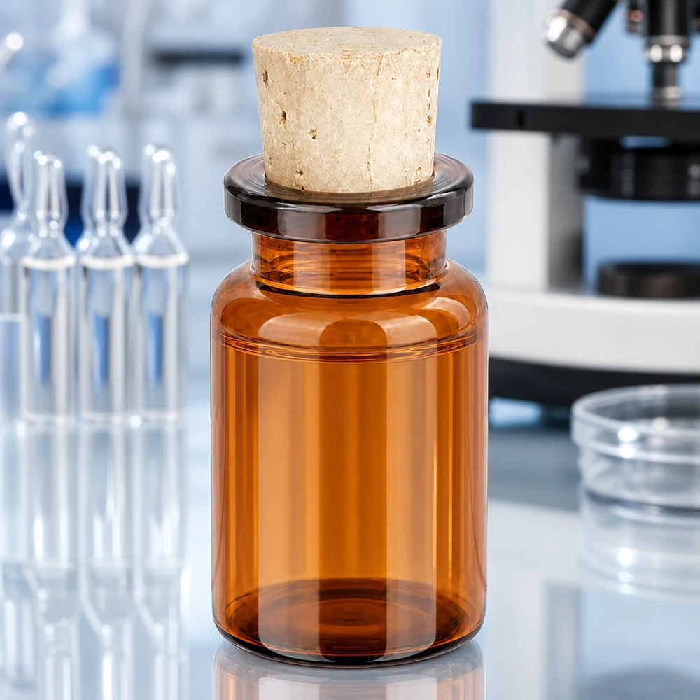 Robuste Braunglas Probenflasche 5ml mit Korkverschluss für pharmazeutische Anwendungen