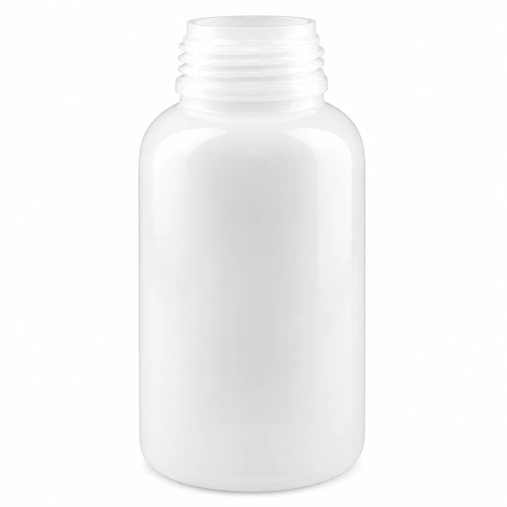 Wijde hals laboratoriumfles 500ml zonder sluiting Grote witte fles met brede hals van 500 ml met stevige schroefdop, bestemd voor laboratoriumgebruik