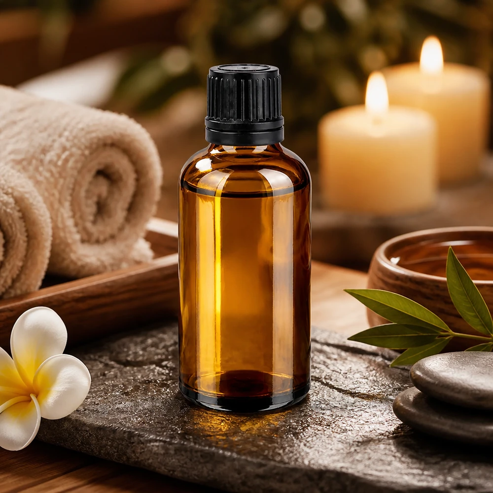 50ml Flessen 11mm SV zwart OV BrownLine UT18/50 Hoogwaardige 50ml amberkleurige glazen fles met UV-bescherming en zwarte schroefdop voor wellnessproducten