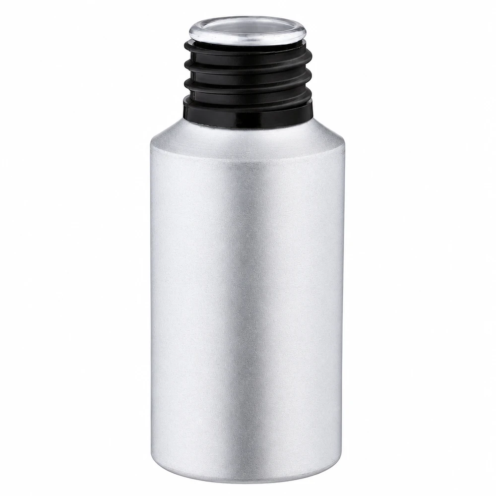 Compact metalen 30ml-flesje van aluminium met praktische schroefdop