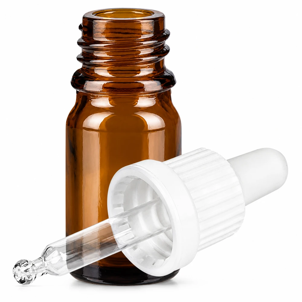 5ml pipetfles wit OV BrownLine UT18/5 Bruin glazen flesje 5ml met pipet en OV BrownLine dop voor professioneel gebruik