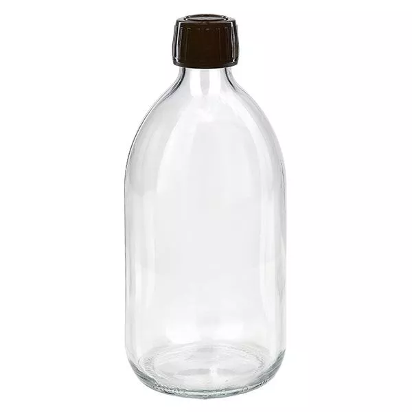 500ml Euro-medicijnfles helder met bruine schroefsluiting VR
