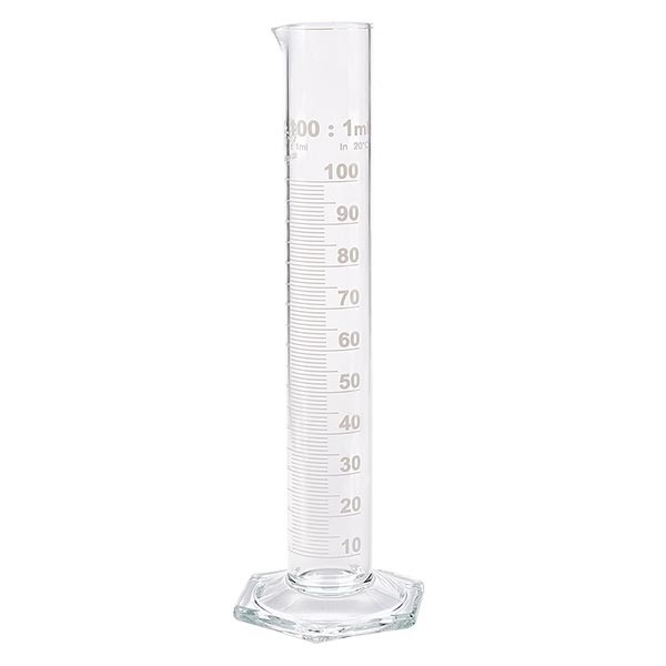 Maatcilinder 100ml wit maatverdeling hoog model ISO 4788 Maatcilinder 100ml wit maatverdeling hoog model ISO 4788