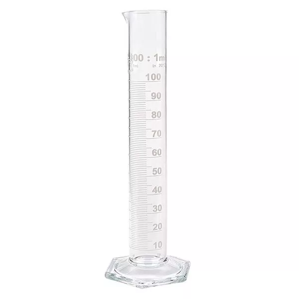Maatcilinder 100ml wit maatverdeling hoog model ISO 4788
