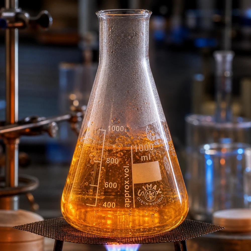 Erlenmeyer 200ml met wijde hals, ideaal voor mengsels en reacties in de scheikunde