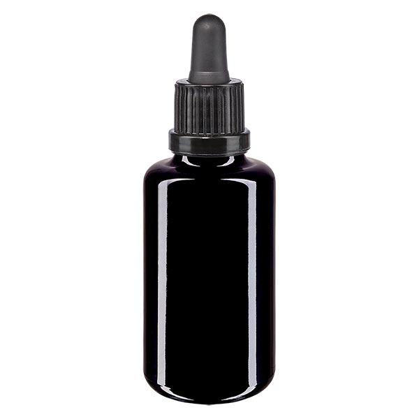 Apothekersflesje viol. 30ml pipet zwart OV Apothekersflesje viol. 30ml pipet zwart OV