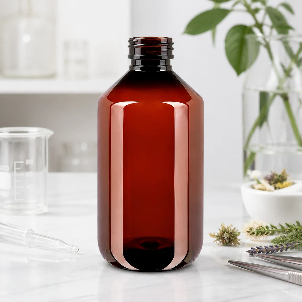 PET fles 500ml met bruine dop standaard Braune 500ml Kunststoffflasche mit UV-Schutz und standardisiertem Schraubverschluss