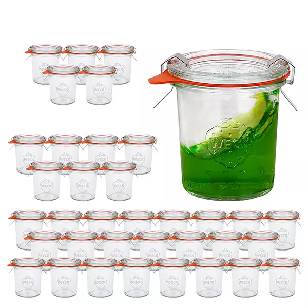 Set van 36 Weck potten 140 ml bekers met 36 glazen deksels Set van 36 Weck potten 140 ml bekers met 36 glazen deksels