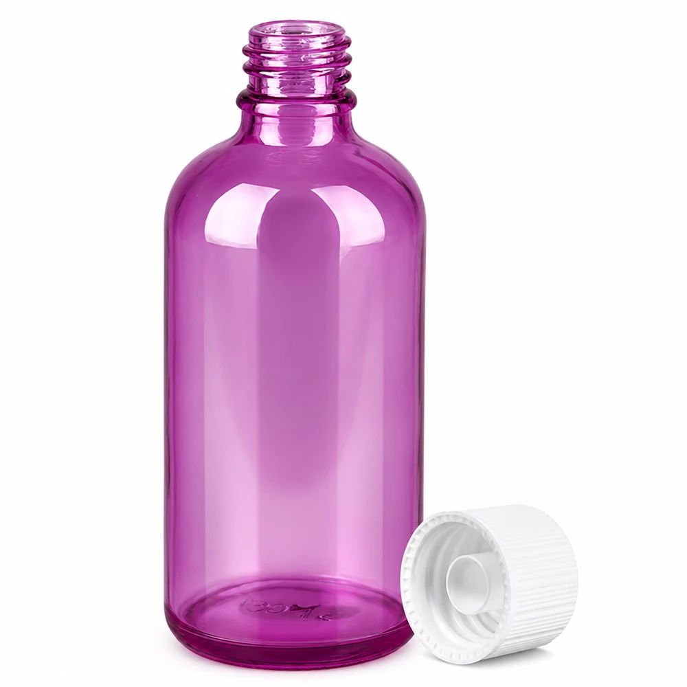 100ml fles 11mm schroefdop wit standaard PurpleLine UT18/100 Mondgeblazen violet glazen fles 100ml met UV-bescherming voor lichtgevoelige stoffen