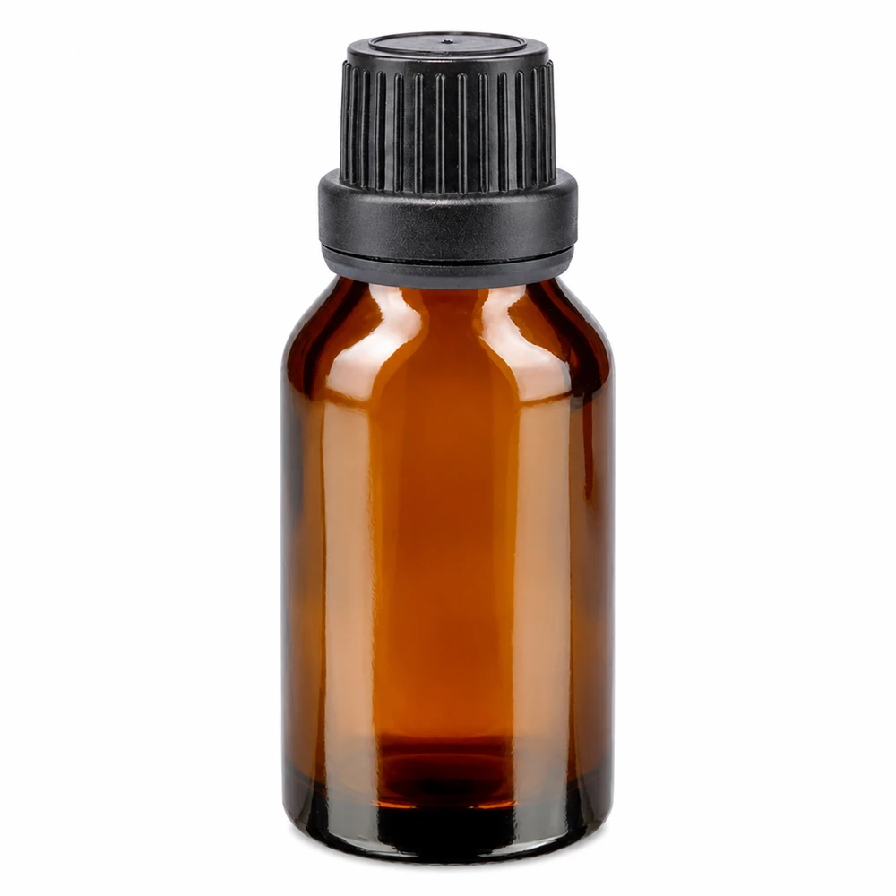 Bruine glazen fles 15ml met zwart druppelsluiting 2mm VR UV-bescherming, bruine glazen druppelfles van 15 ml met zwarte dop, geschikt voor etherische oliën