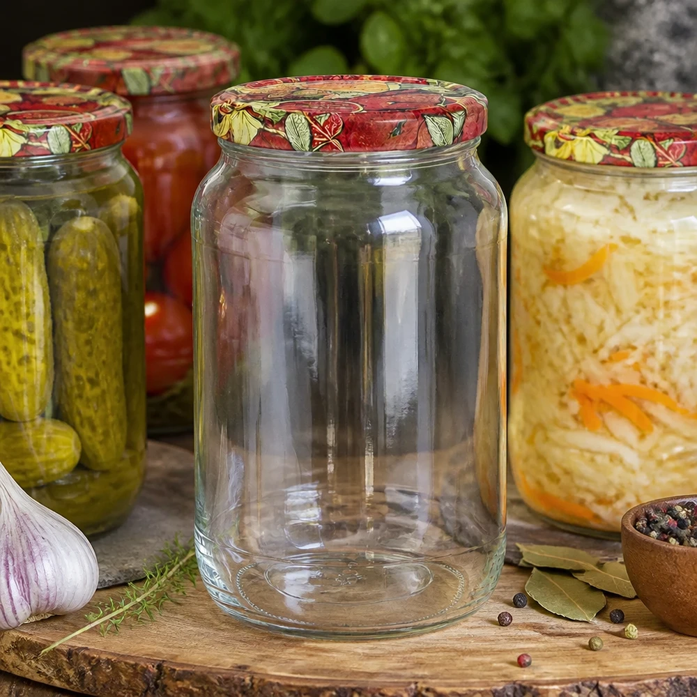1062ml rond glas met BasicSeal deksel Fruit decor UNiTWIST