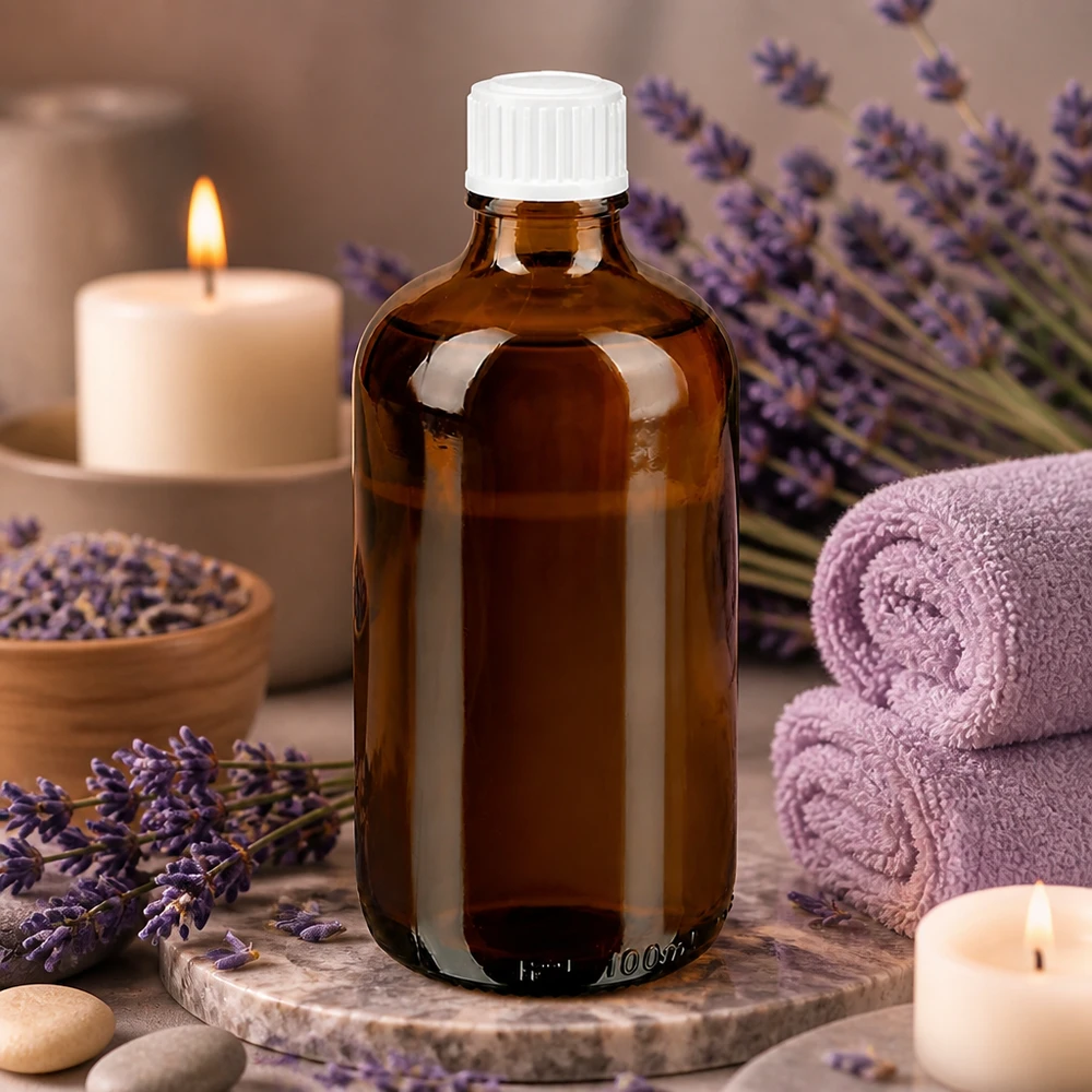 Bruine glazen fles 100ml met wit druppelsluiting 0.8mm St Medische druppelfles van 100 ml, bruin glas, STD-sluiting, ideaal voor natuurlijke cosmetica en oliën
