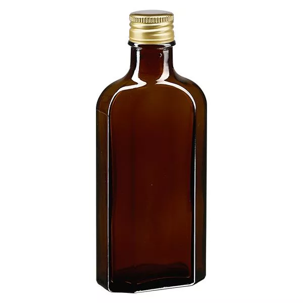 125 ml Meplat bruin met aluminium dop goud PP22 125 ml Meplat bruin met aluminium dop goud PP22