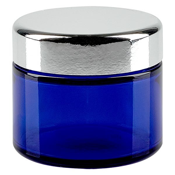 Glazen pot 50ml royalblauw, zonder sluiting Glazen pot 50ml royalblauw, zonder sluiting