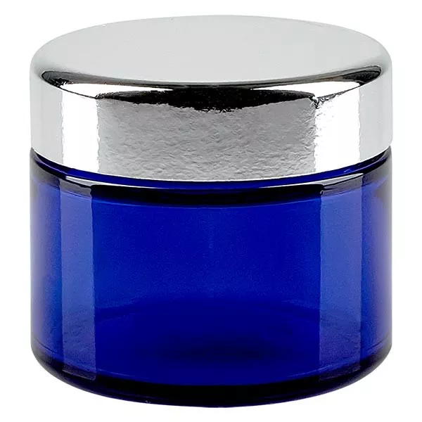 Glazen pot 50ml royalblauw, zonder sluiting Glazen pot 50ml royalblauw, zonder sluiting
