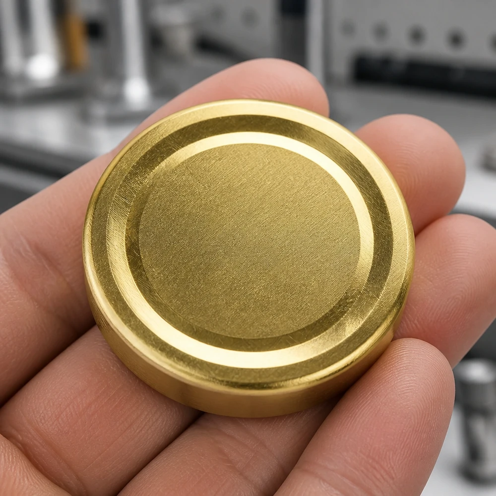 58 mm BasicSeal-deksel goud (TO58deep) UNiTWIST 58 mm BasicSeal-deksel TO58deep goud concentrische ringen detailweergave UNiTWIST