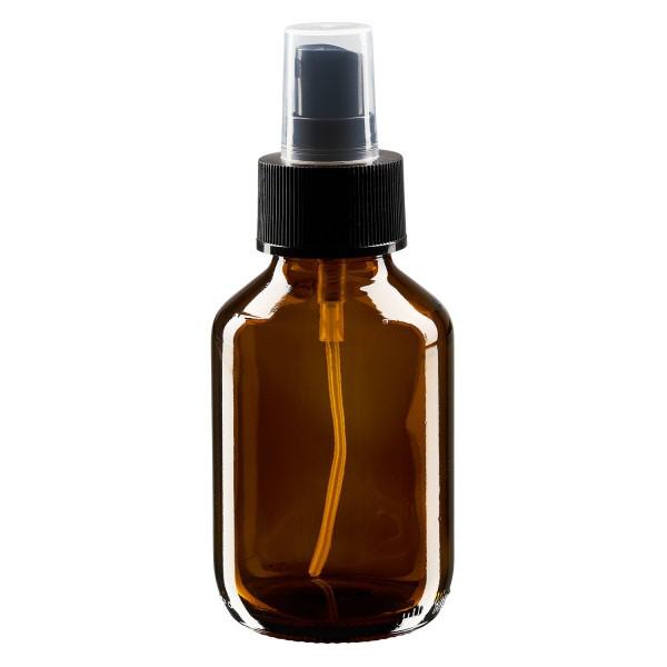 100ml Euro-medicijnfles bruin met verstuiver zwart incl. dop transparant 100ml Euro-medicijnfles bruin met verstuiver zwart incl. dop transparant