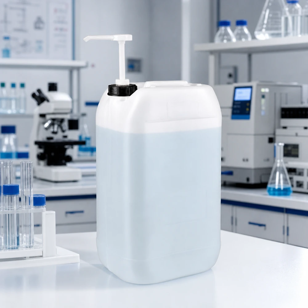 Grote voorraadtank van 15 liter met pomp voor het hygiënisch doseren van desinfectiemiddelen