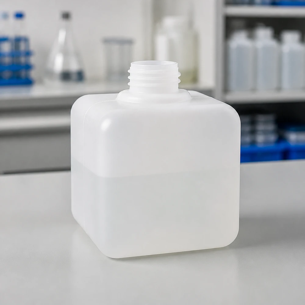 Chemicaliënfles 500 ml, nauwe hals Lege PE-HD-fles voor chemicaliën, 500 ml, GL32, smalle hals met afgeronde randen, vooraanzicht