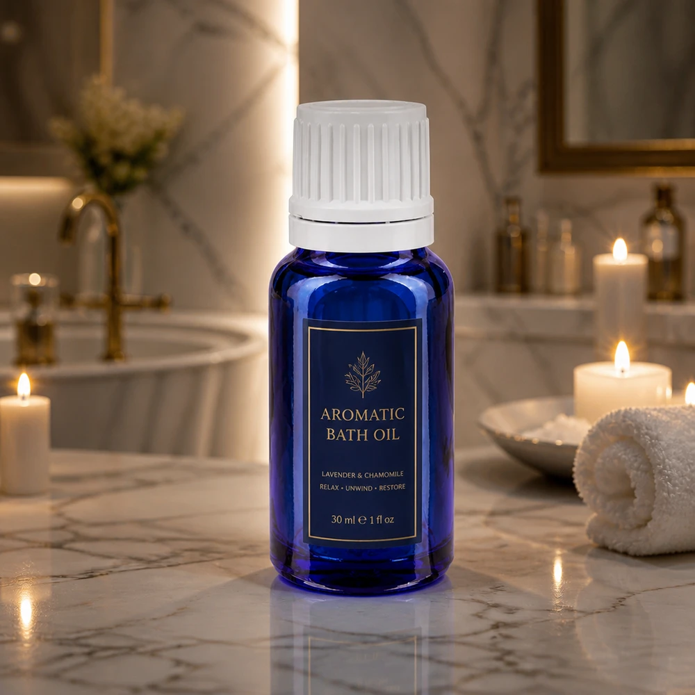 Blauwe glazen flessen 10ml met wit sluiting OV Donkerblauw flesje van 10 ml met witte druppeldop voor lavendel- en kamilleolie – Gebruiksaanwijzing