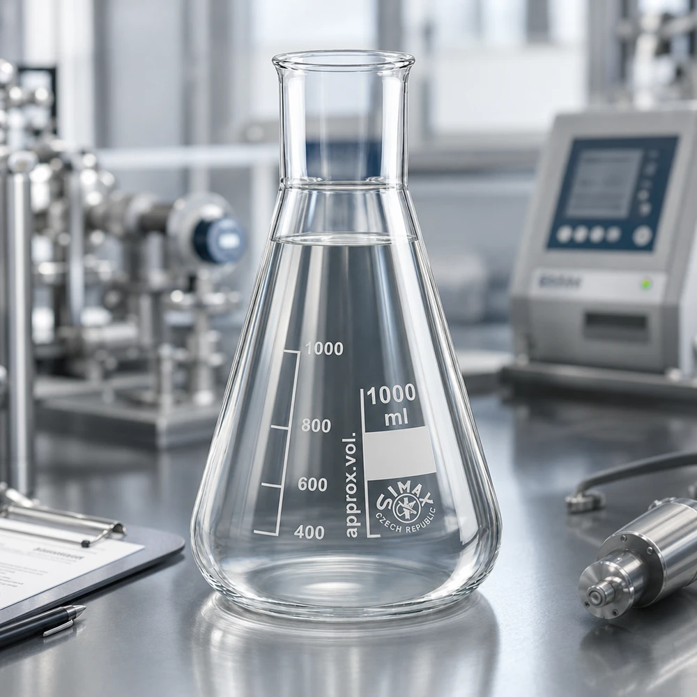 Erlenmeyer 1000ml wijde hals borosilicaat met afgeronde rand