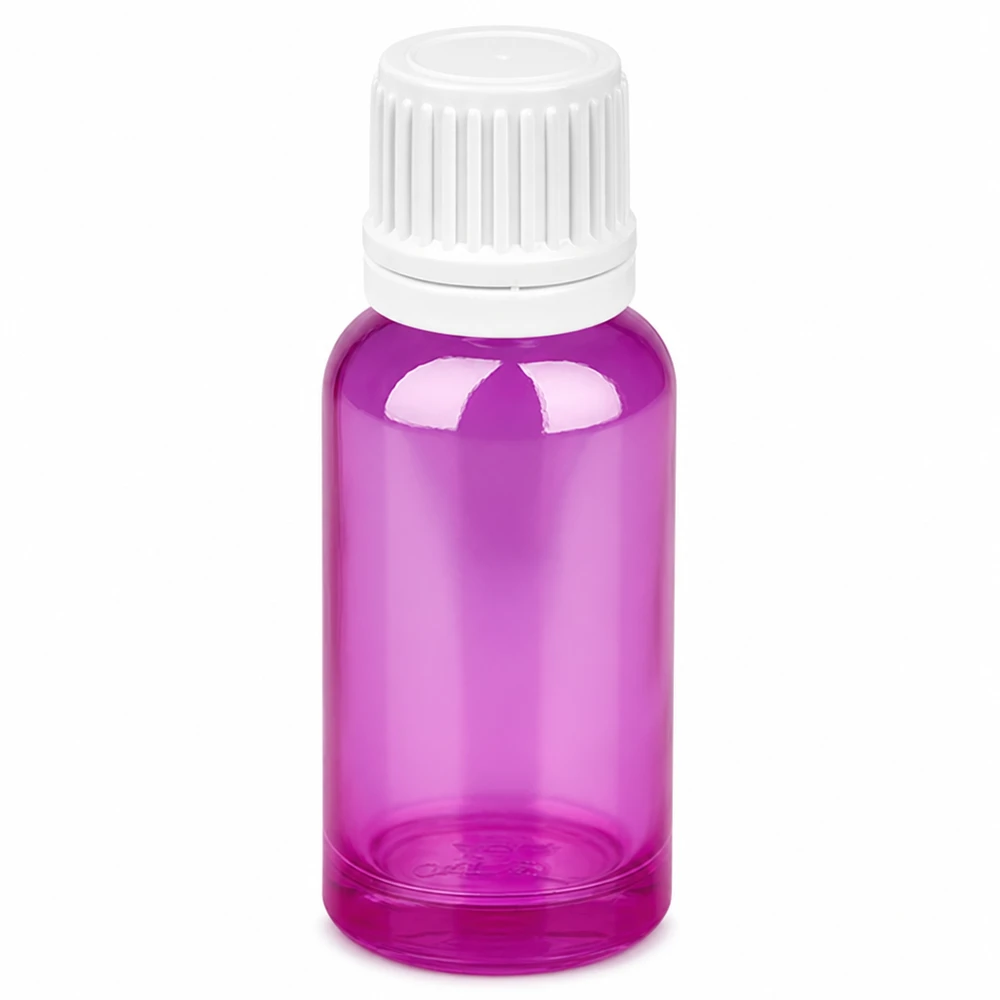 20ml druppelfles 0.7mm wit Originality schroefdop sluiting PurpleLine UT18/20 Compact flesje van 20 ml met druppeldop in een aantrekkelijke paarse kleur