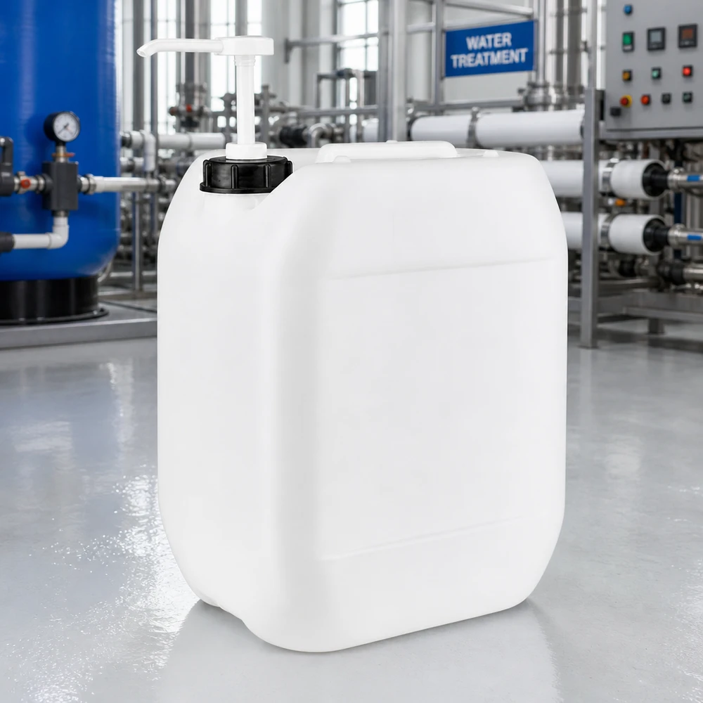 10l Jerrycan, UN-toelating, met doseerpomp Jerrycan van 10 liter met pompdispenser voor nauwkeurige dosering bij waterbehandeling