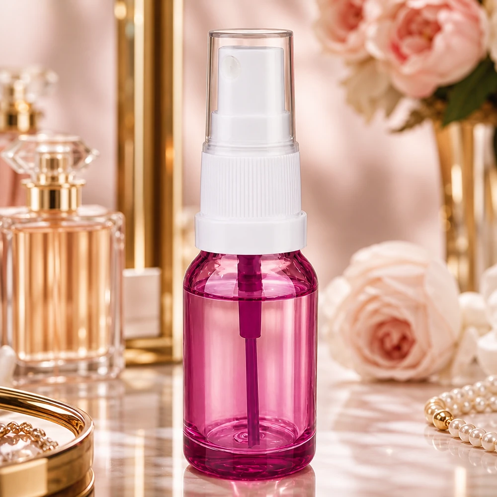 10 ml sprayflacon in stijlvol paars ontwerp met ergonomisch wit pompmechanisme