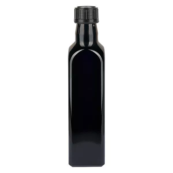 Oliefles, violetglas 250ml hoekig, UNI 31.5x24 Oliefles, violetglas 250ml hoekig, UNI 31.5x24