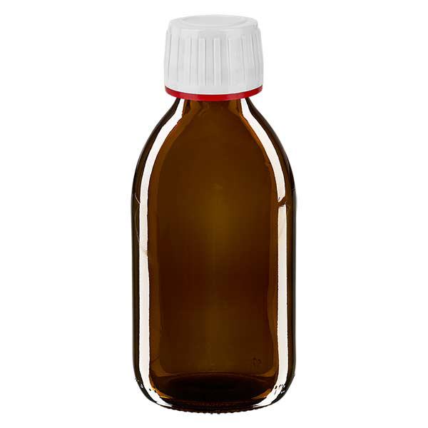 250ml Euro-medicijnfles bruin met witte schroefsluiting VR 250ml Euro-medicijnfles bruin met witte schroefsluiting VR