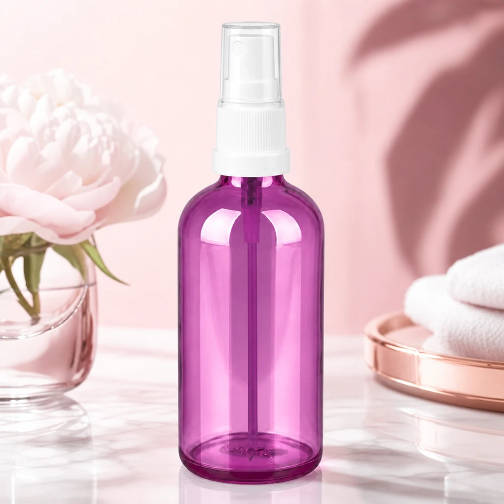 100ml spuitfles wit/transparant Standaard PurpleLine UT18/100 Compacte sprayflacon van 100 ml, ideaal voor onderweg in een stijlvol paars ontwerp