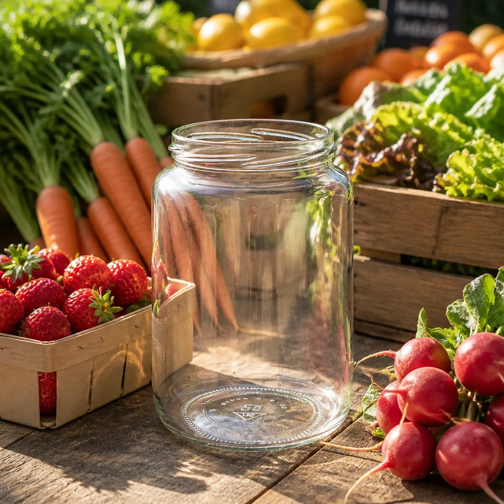795ml rond glas zonder deksel (TO82) UNiTWIST UNiTWIST Runda795 voedselveilig glas 795 ml voor jam, sappen en gefermenteerde groenten