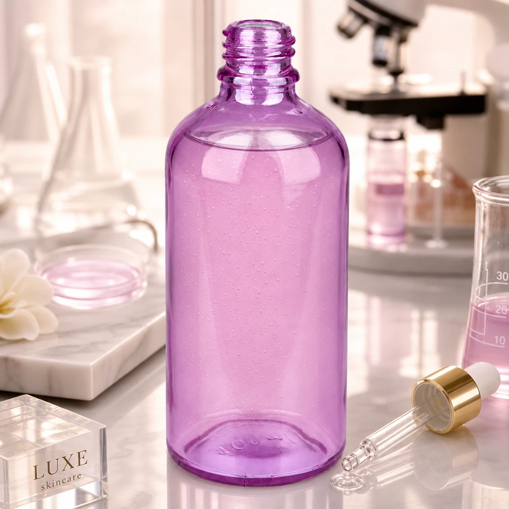 Professionele 100ml apothekersfles van UV-beschermend violet glas voor laboratoriumtoepassingen