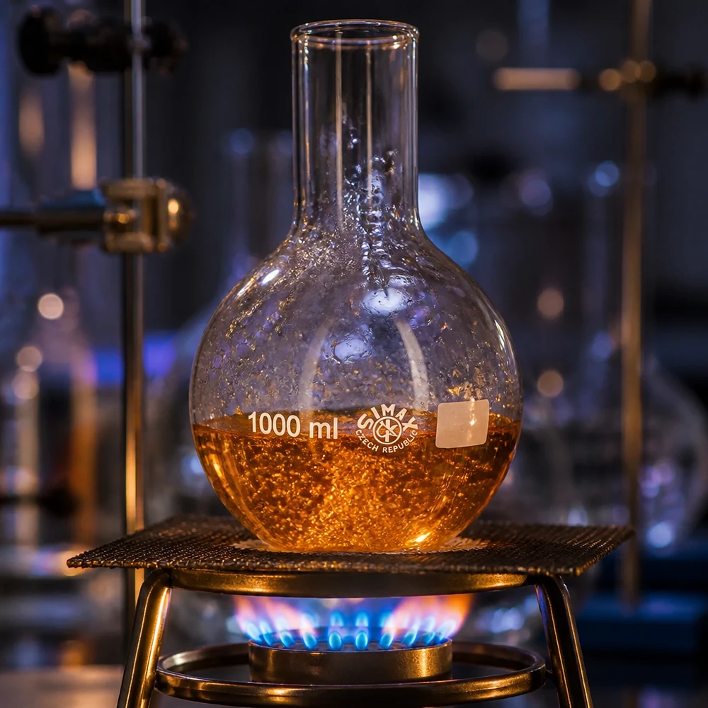 Chemiekolf 1000ml wijde hals van temperatuurbestendig glas voor synthese en analyse