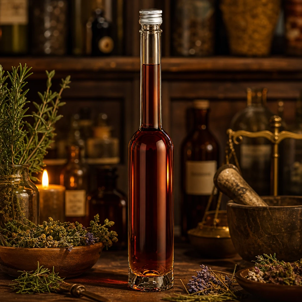 100 ml glazen fles Toni zonder schroefdop UNiTWIST® Klein 100ml glazen flesje Toni met zilveren schroefdop - perfect voor zelfgemaakte kruidentincturen