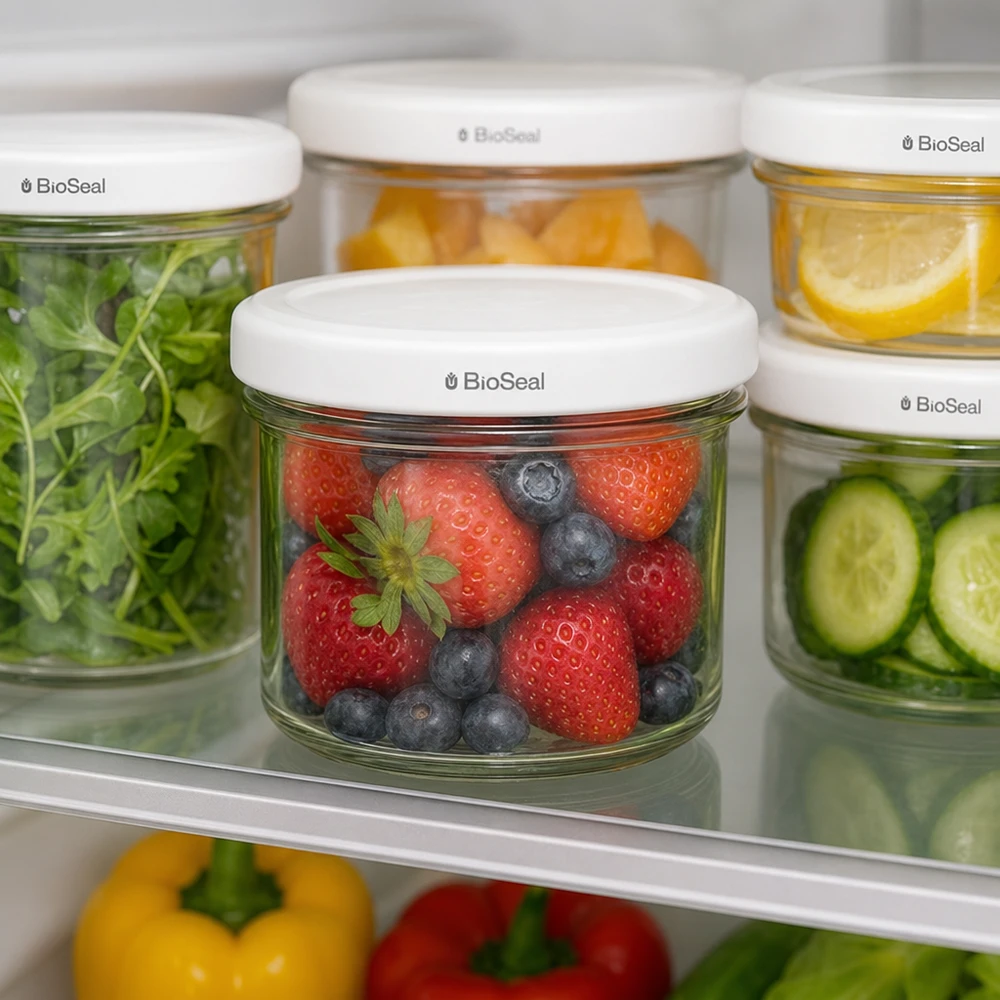 UNiTWIST bekers 125ml koelkast opslag vers voedsel fruit groenten TO66 BioSeal dekselset
