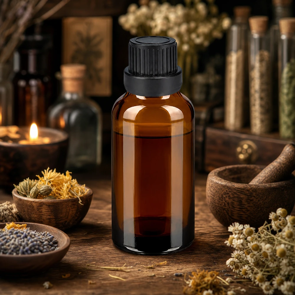 30ml fles 11mm SV zwart OV BrownLine UT18/30 30ml premium glazen fles in apothekerskwaliteit met zwarte schroefdop voor natuurlijke cosmetica