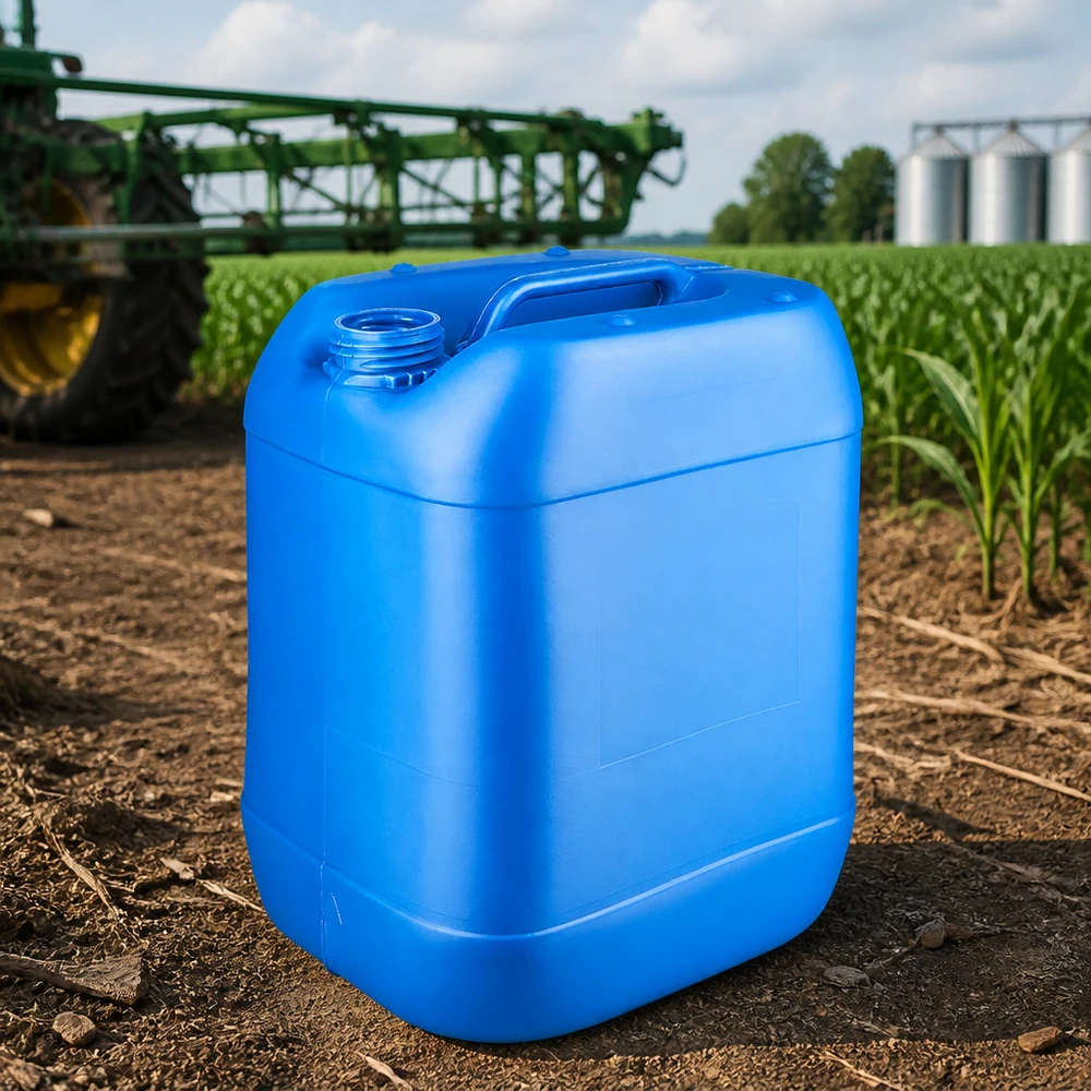 Landbouwjerrycan van 20 liter, blauw, zonder deksel, geschikt voor pesticiden en gewasbeschermingsmiddelen
