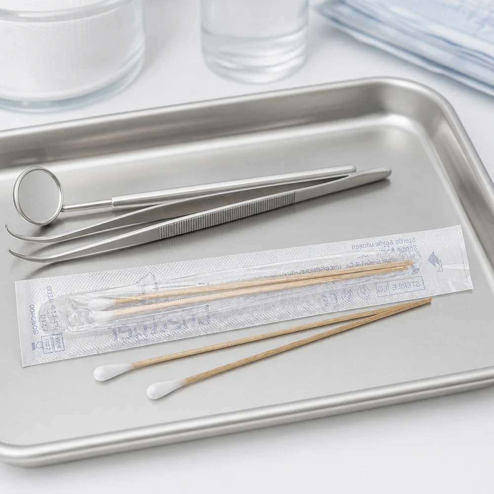 Steriele wattenstaafjes, EO-gesteriliseerd in blisterverpakking voor medisch gebruik