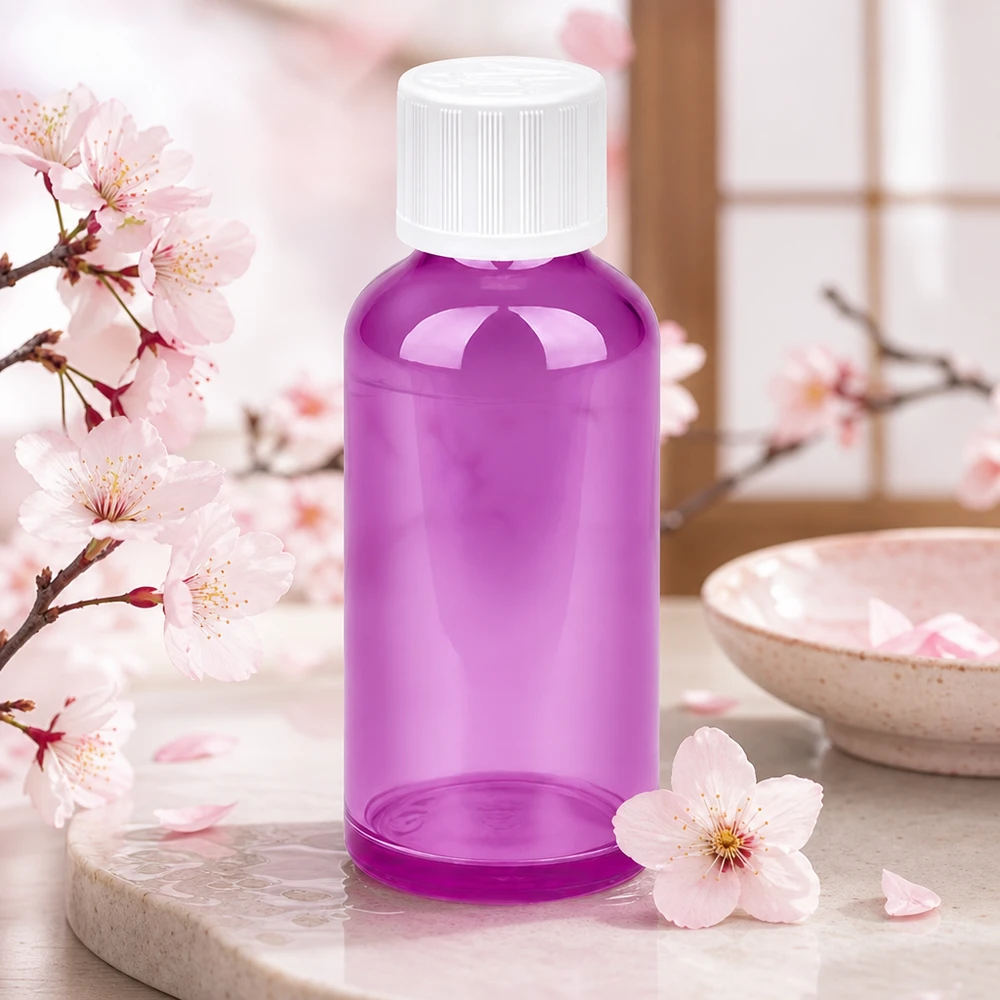Opvangflesje 50ml in transparant paars met 11mm opening voor cosmetische producten