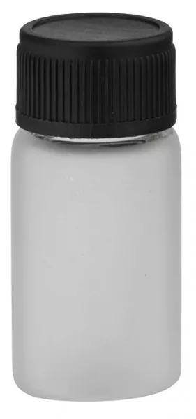 Minifles 3 ml mat met zwarte schroefsluiting incl. afdichting Minifles 3 ml mat met zwarte schroefsluiting incl. afdichting