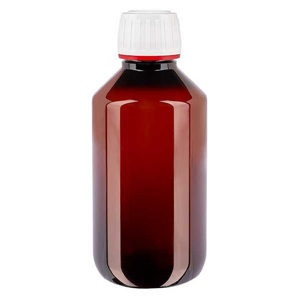 PET-fles 200ml met wit/rode dop OV PET-fles 200ml met wit/rode dop OV