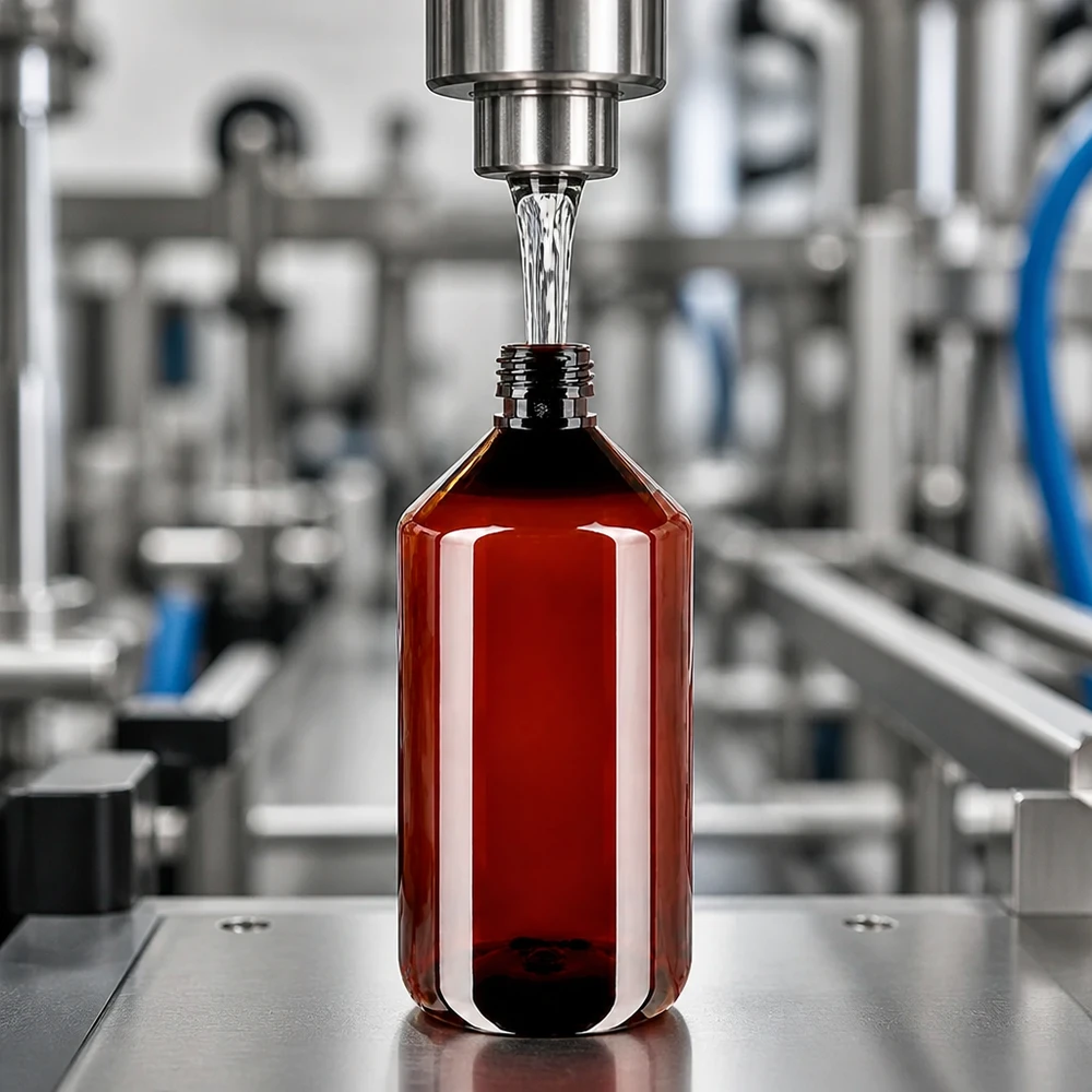 Hoogglanzende amberkleurige ronde PET-fles van 750 ml, PP28, geproduceerd in een moderne fabriek