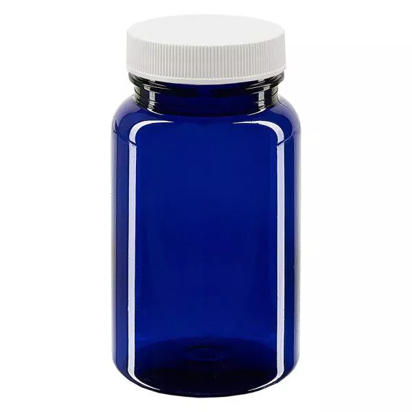 Petpacker 100ml kobaltblauw opening 38mm incl. SFYP verzegelend deksel