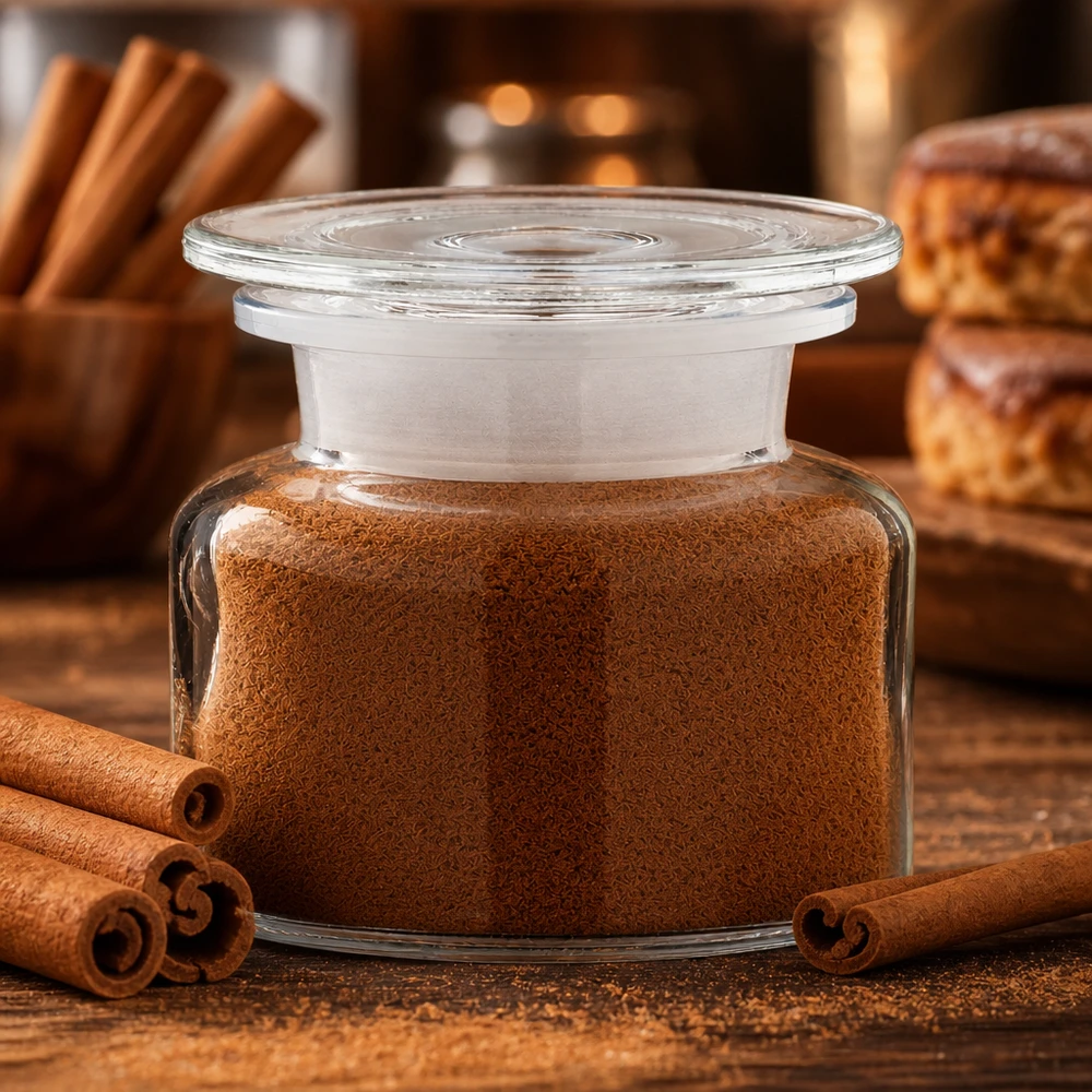 Apothekersfles 100 ml met brede hals, voor het bewaren van kaneelpoeder, keuken, rustiek hout