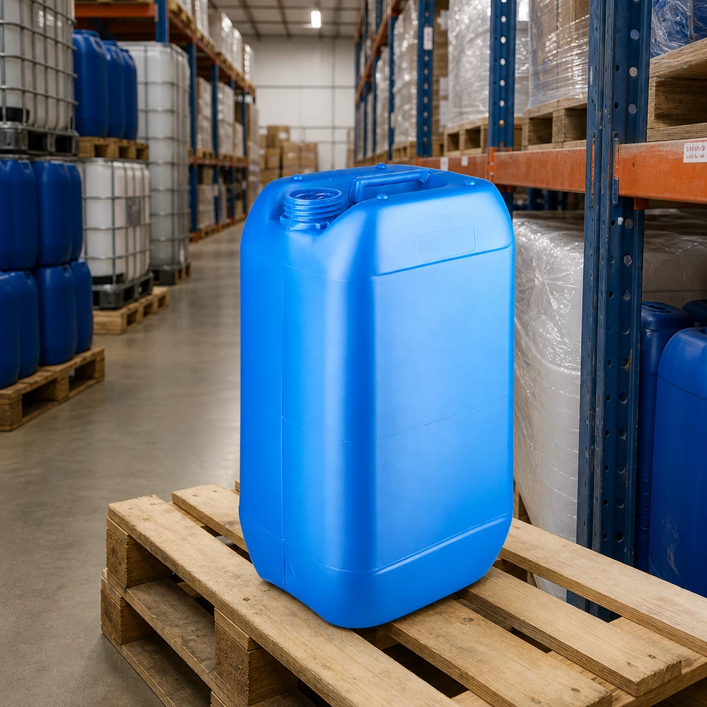 Canister 15 liter blauw zonder sluiting Professionele opslagkan van 15 liter, blauw, zonder dop, met smalle schenktuit